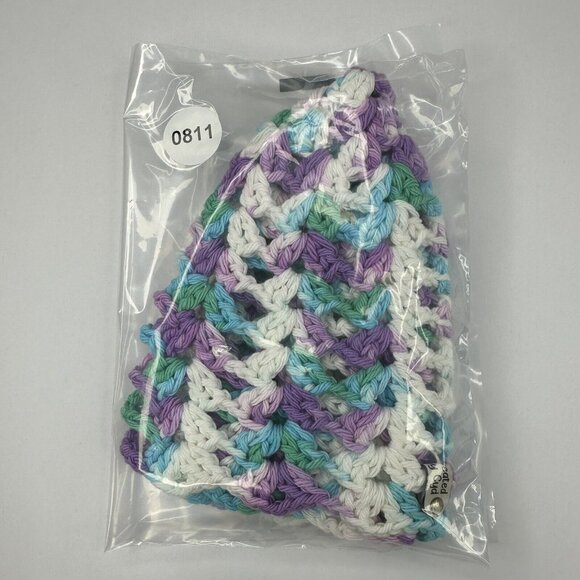 Handmade New Lacy Cloch Sugar 'n Cream in Beach‎ Ball Blue Knit Beanie - S/M - Picture 11 of 11